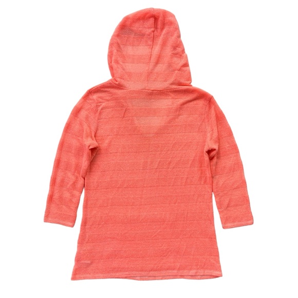 Miss Me Womens Sz Medium Bright Coral 3/4 Sleeve Knit Hooded Lightweight Sweater - Picture 2 of 16